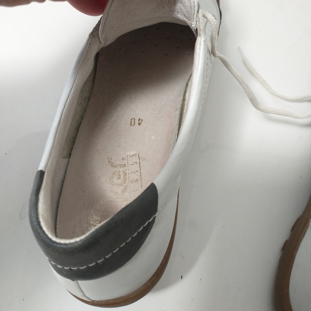 Rieker Nikita White and Gray Casual Leather Sneakers, Euro 40, US Size 9 - Picture 6 of 14